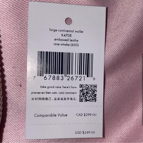 Kate Spade | NWT | Rose Smoke large continental wallet | with original duster - Picture 3 of 7